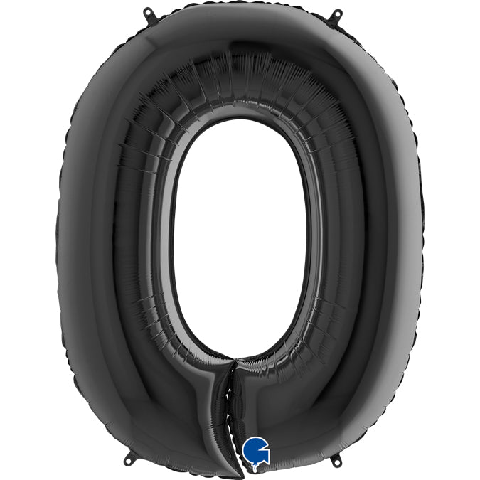 Black Number 0 Balloon - 40" Foil