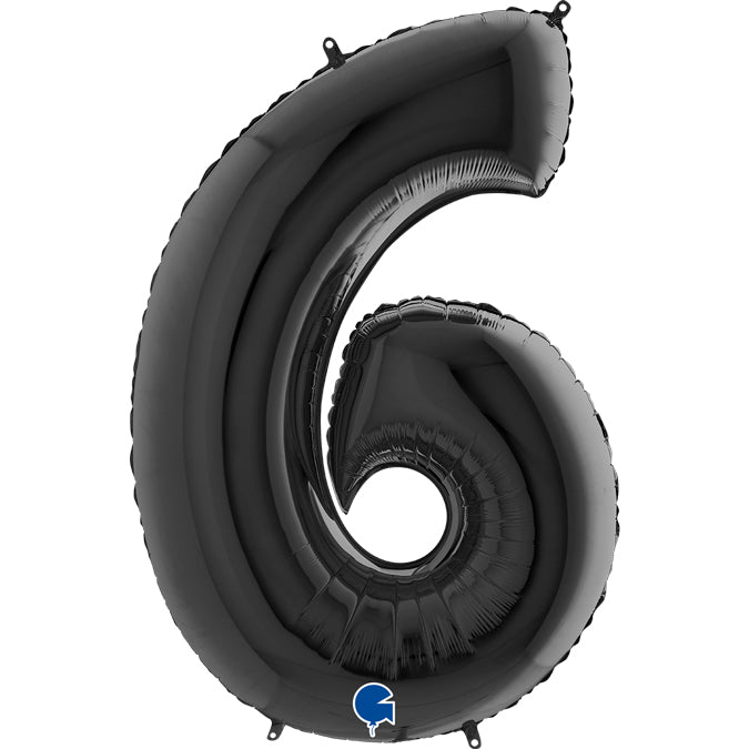 Black Number 6 Balloon - 40" Foil