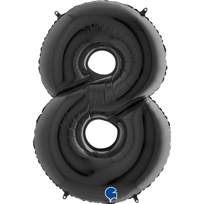 Black Number 8 Balloon - 26" Foil