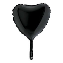 Black Heart Mini Shape Air-Filled Balloon – 9″ Foil