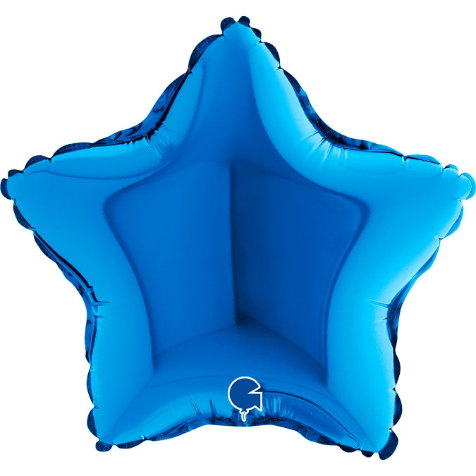 Blue Star Balloon - 9" Foil air filled