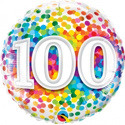 Age 100 Rainbow Confetti Balloon - 18" Foil