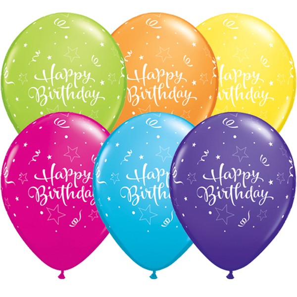 SHINING STAR Happy Birthday TROPICAL ASSORTED - 11" Latex (50ct)