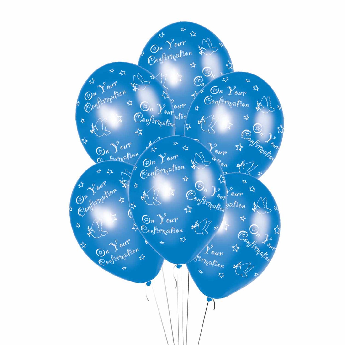 Confirmation Blue Printed Latex Balloons - 11" latex 6ct