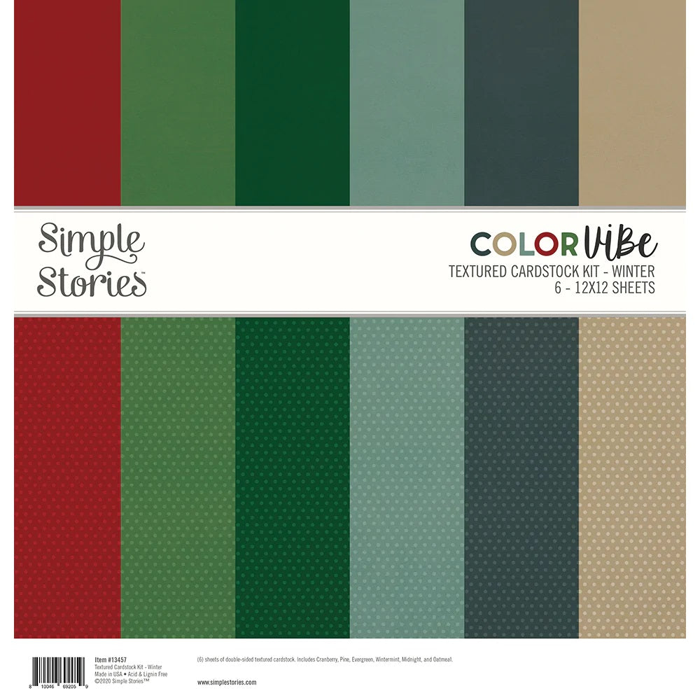 Simple Stories Color Vibe Textured Cardstock Winter - (12"x12")