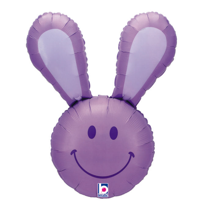 Lavender Smiley Bunny Balloon - 37" Foil Unpackaged