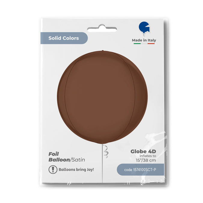 Satin Chocolate 4D Globe - 15" Foil