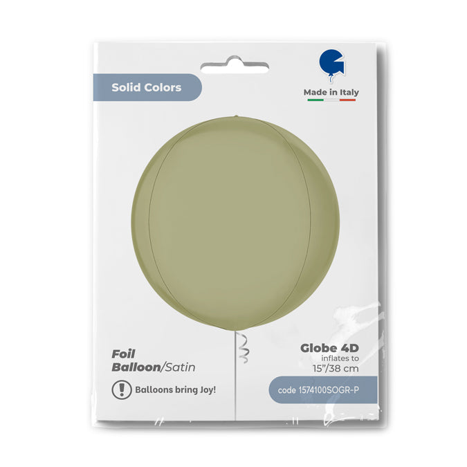 Satin Olive Green 4D Globe - 15" Foil