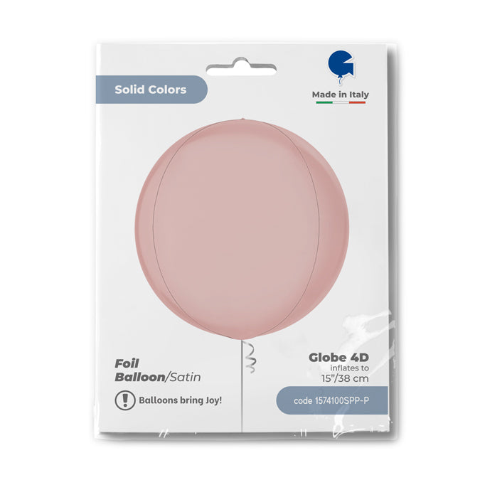 Satin Pastel Pink 4D Globe - 15" Foil