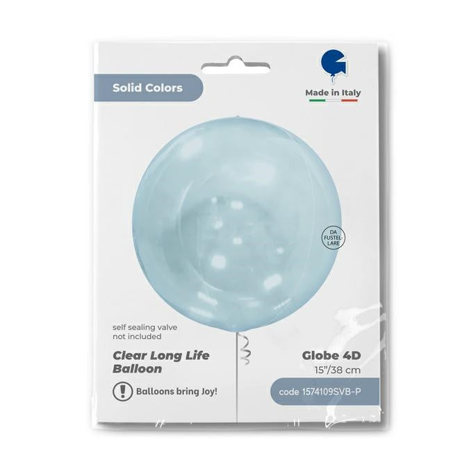 Globe 15" Transparent Blue 4D without valve - 1pc