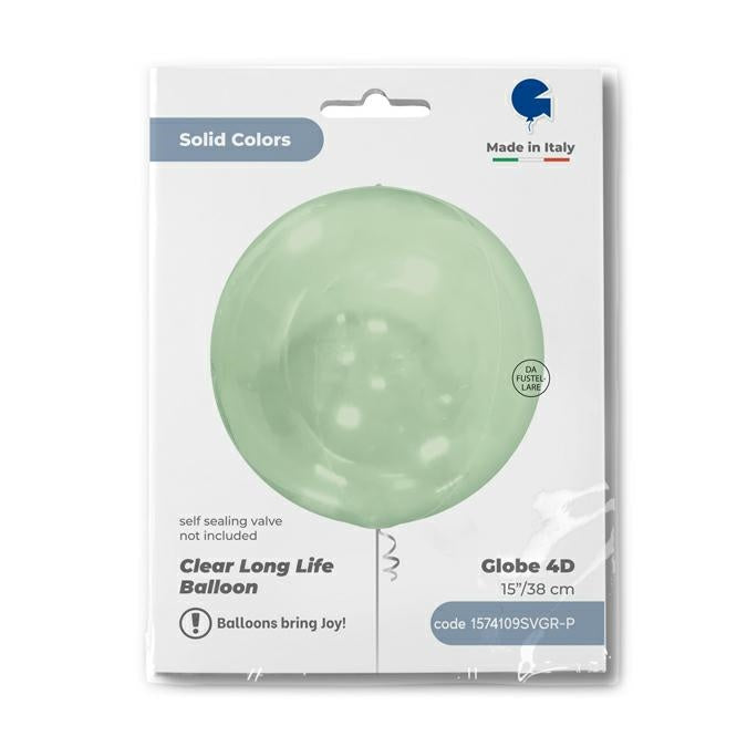Globe 15" Transparent Green 4D without valve - 1pc