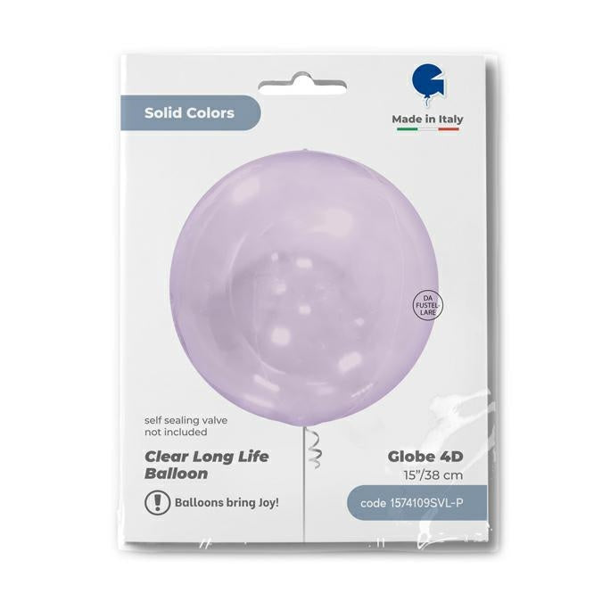 Globe 15" Transparent Lilac 4D without valve - 1pc