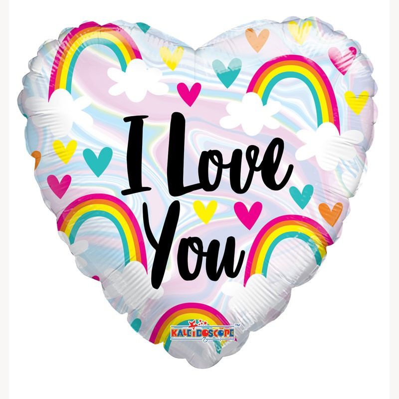 I Love You Rainbows Valentine's Balloon - 18" Foil