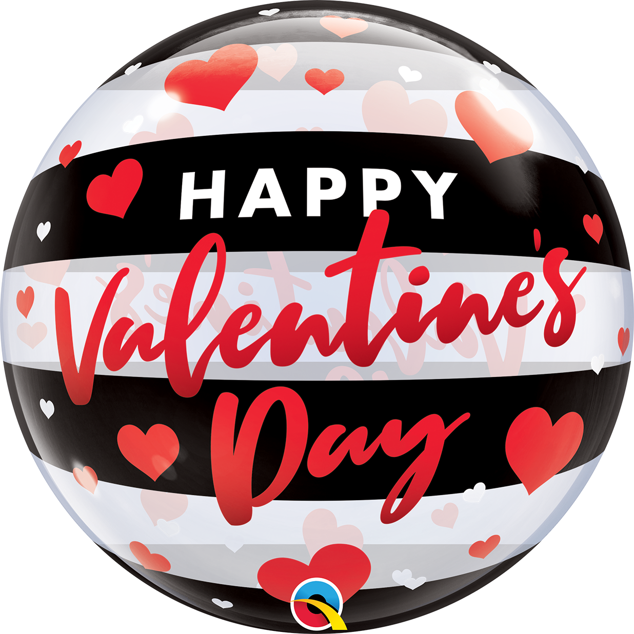 Valentine's Day Black Stripes Balloon - 22" Bubble