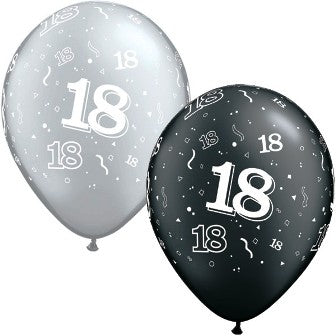 18-A-Round Pearl Onyx Black & Silver Balloons - 11" Latex (25ct)