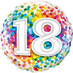 18 Rainbow Confetti Balloon - 18" Foil