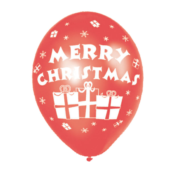 Merry Christmas Presents Assorted Latex Balloons - (6ct)