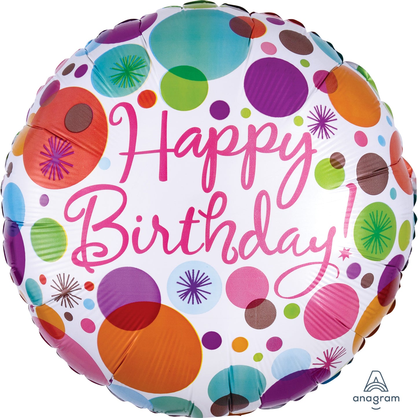 Happy Birthday Polka Dots Balloon - 18" Foil