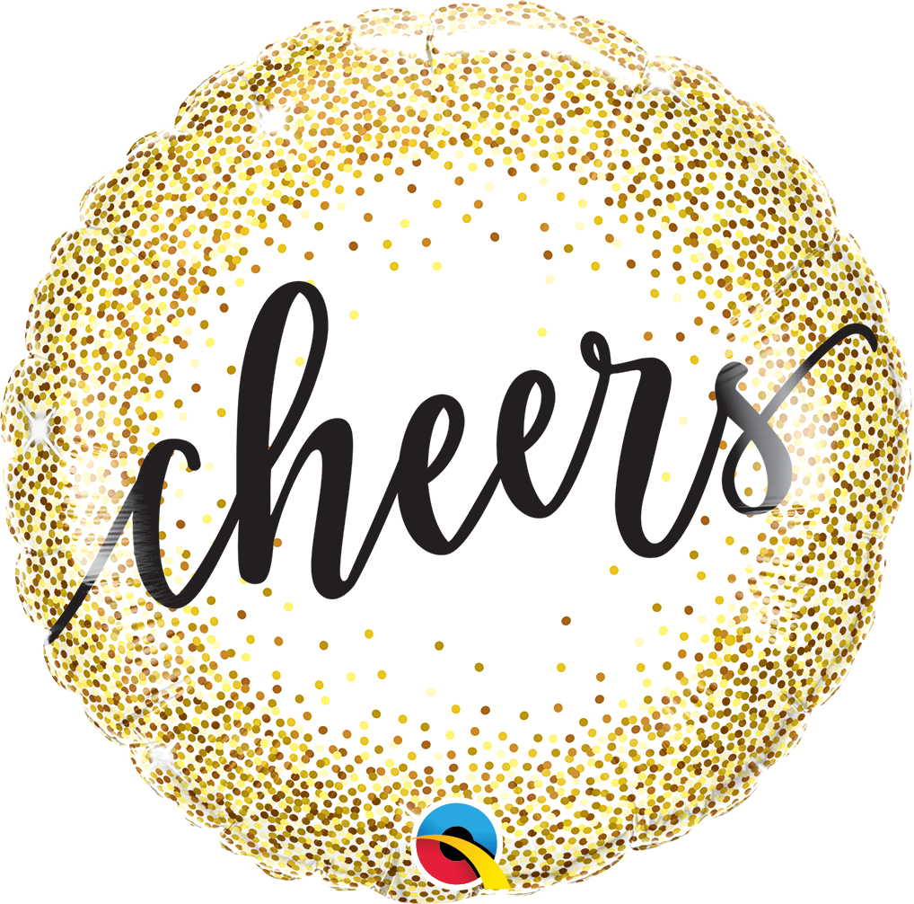 Cheers Gold Glitter Dots Balloon - 18" Foil