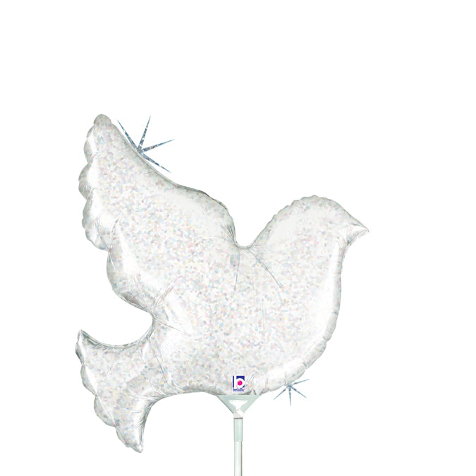 Pearl White Dove Mini Air-Filled Balloon Holographic – Foil