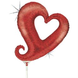 Red Holographic Chain of Hearts Mini Shape Air-Filled Balloon – 14″ Foil