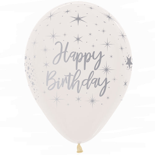 Happy Birthday Crystal Radiant Clear Balloon - 12" Latex (25ct)