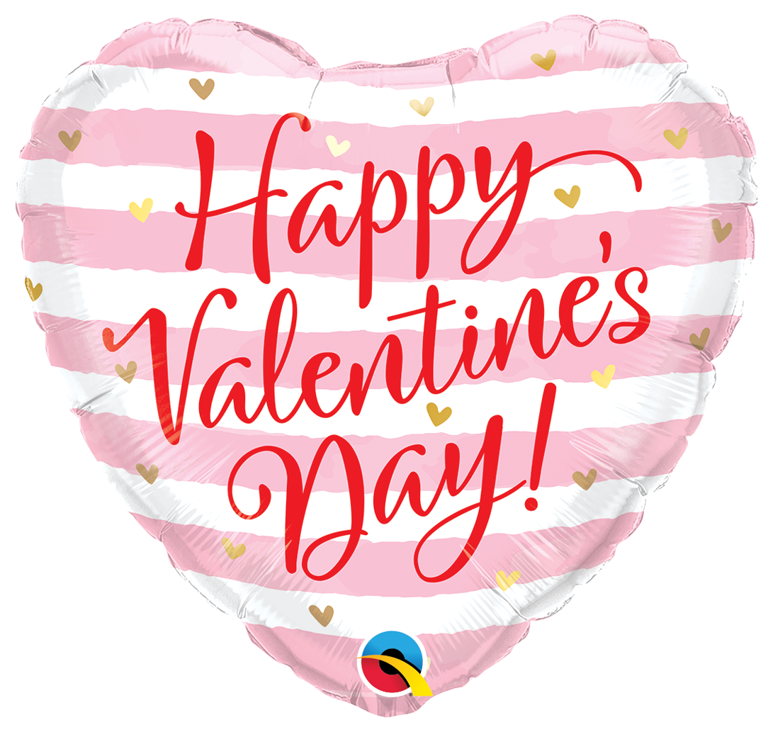 Valentine's Pink Stripes Balloon - 18" Foil
