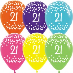 Tropical Assorted 21st Birthday Polka Dots Balloons - 11" Latex (25ct)
