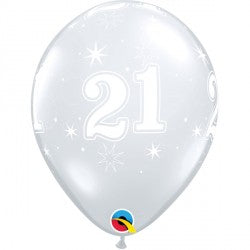 Diamond Clear Age 21 Sparkle-A-Rnd Balloons - 11" Latex (25ct)