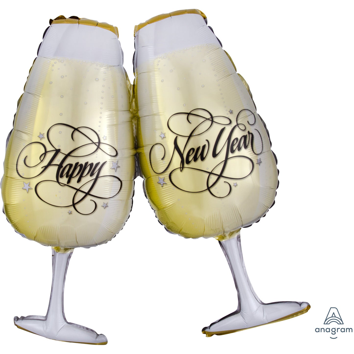 New Year Toasting Glasses Supershape Balloon - 30" Foil