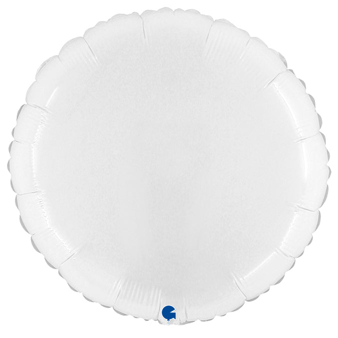 Shiny White Round Balloon - 21" Foil