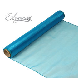 Turquoise Woven Edge Organza - (40cm x 9m)