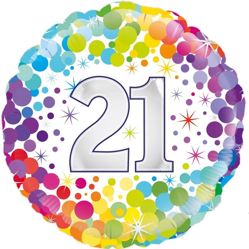 21st Colourful Confetti Birthday Balloon - 18" Foil
