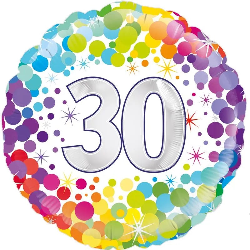 30th Colourful Confetti Birthday Balloon - 18" Foil
