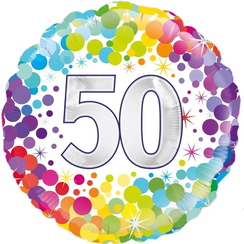 50th Colourful Confetti Birthday Balloon - 18" Foil