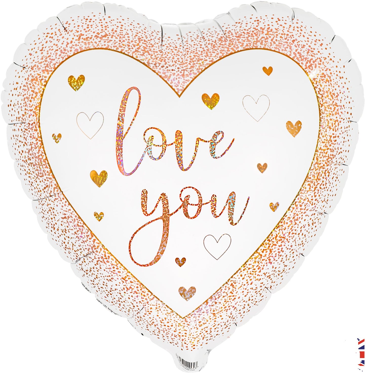 Love You Hearts Rose Gold Holographic - 18" Foil