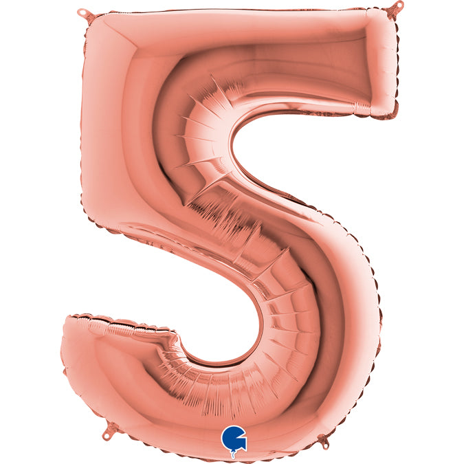 Rose Gold Number 5 Balloon - 40" Foil