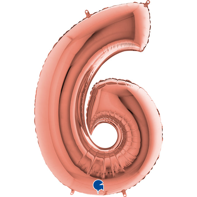 Rose Gold Number 6 Balloon - 40" Foil