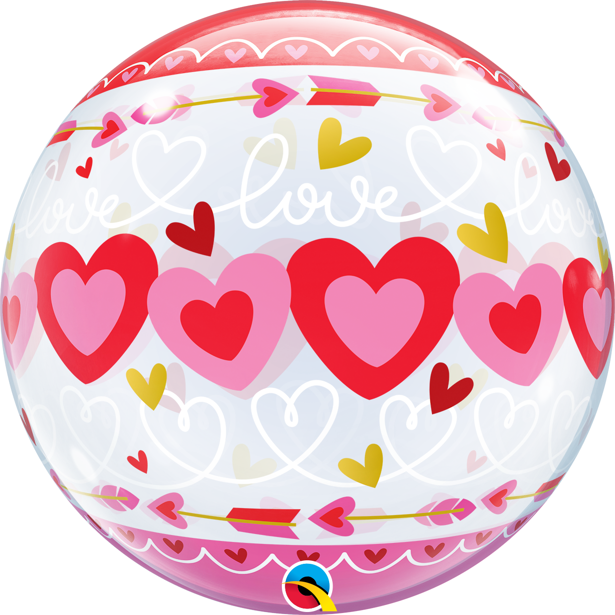 Valentine's Love Connected Hearts Balloon - 22" Bubble