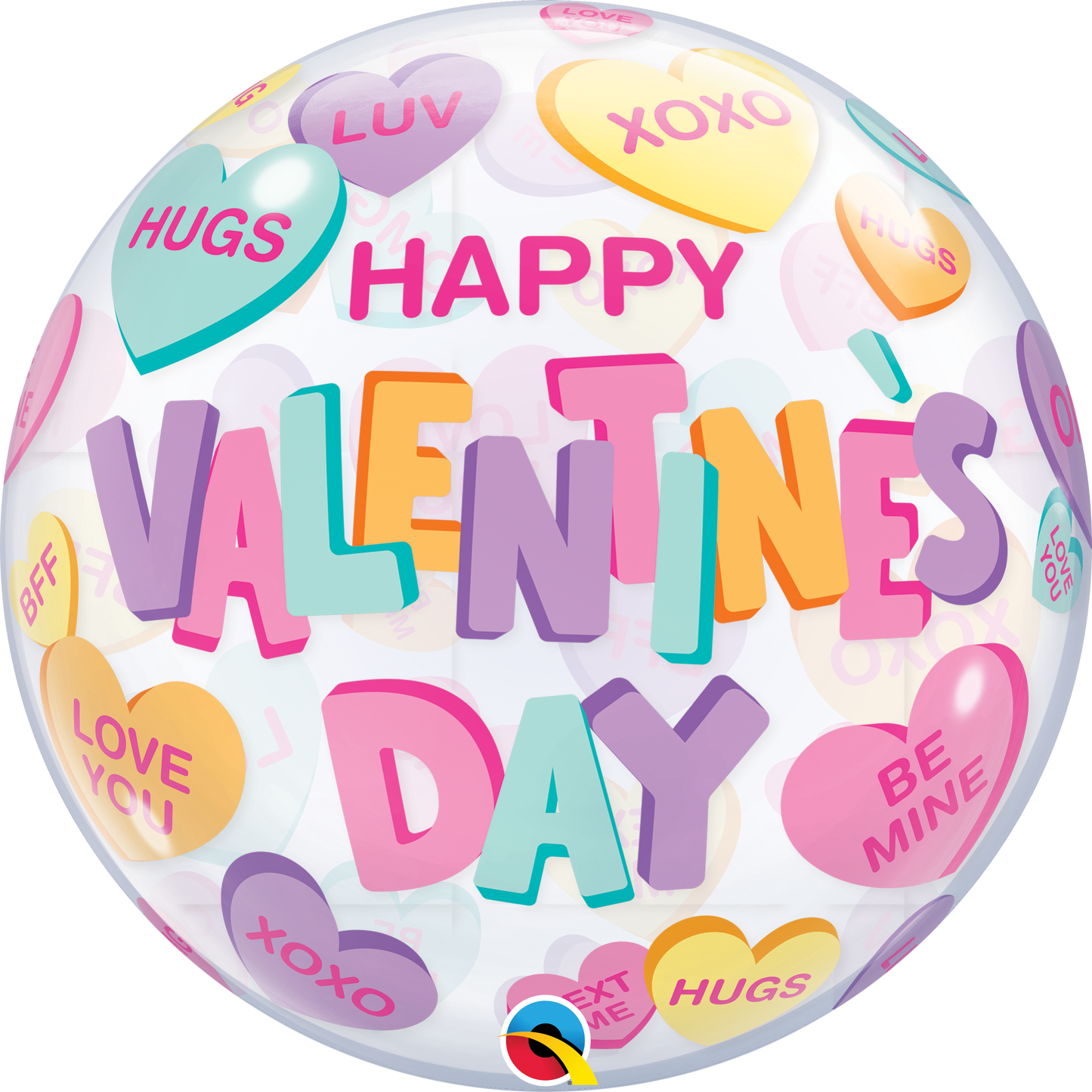 Valentine's Candy Hearts Balloon - 22" Bubble