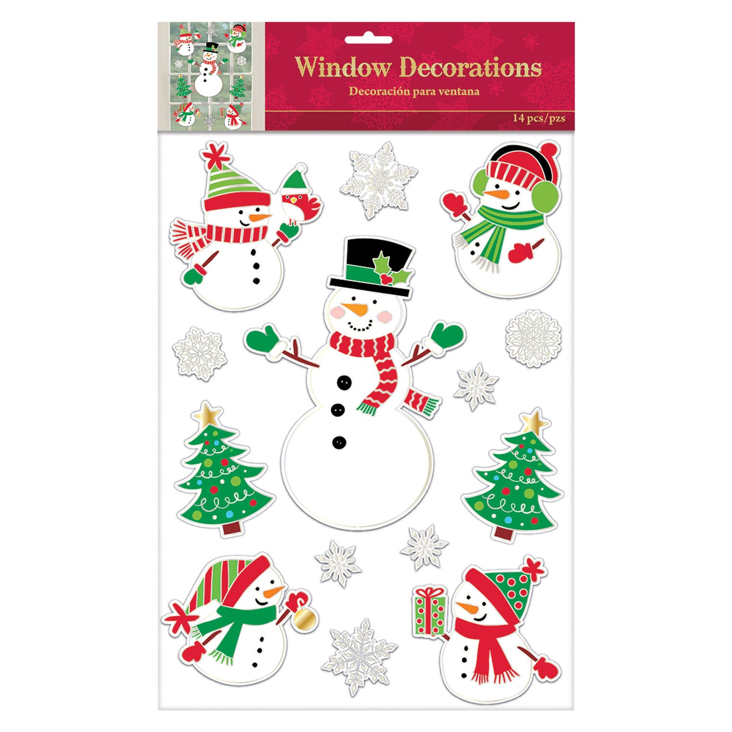 Snowman Embossed Vinyl Window Decorations - (1ct)