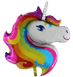 Magical Rainbow Unicorn Head Supershape Balloon - Foil 42" x 32"/107 cm x 81 cm