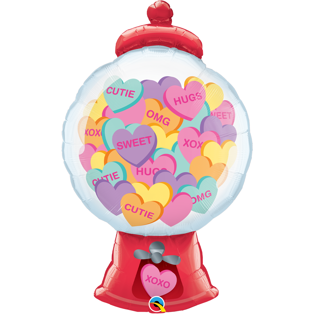 Valentine's Candy Hearts Gumball Machine Balloon - 43" Shape