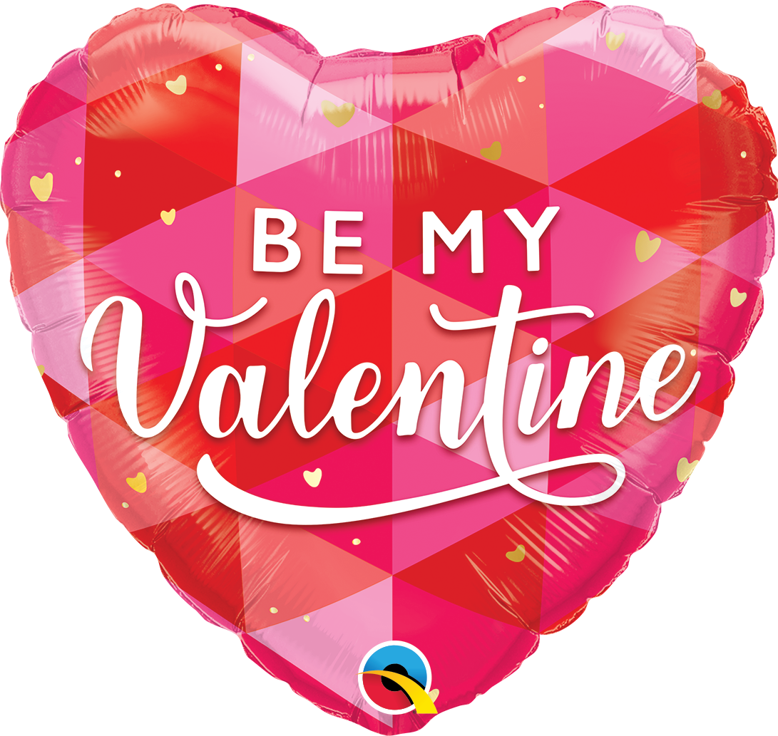 Be My Valentine Geometric Balloon - 18" Foil