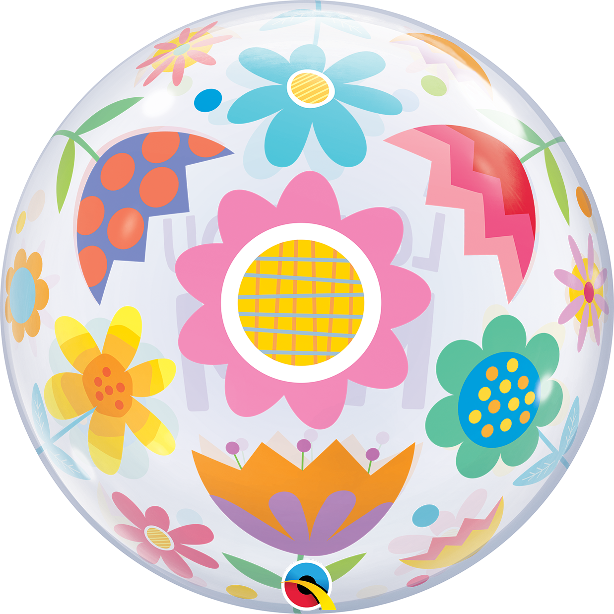 Love You Mom Flowers Balloon - 22" Bubble