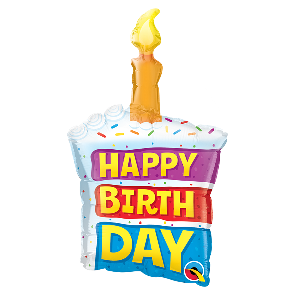 Birthday Rainbow Cake & Candle Mini Shape Air-Filled Balloon – 14" Foil