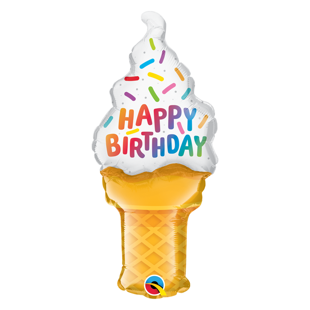 Birthday Ice Cream Cone Mini Shape Air-Filled Balloon – 14" Foil