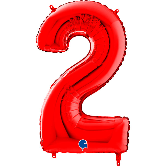 Red Number 2 Balloon - 26" Foil