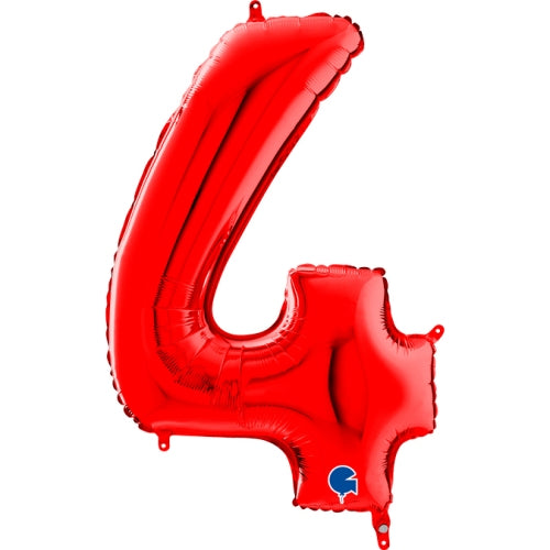 Red Number 4 Balloon - 26" Foil