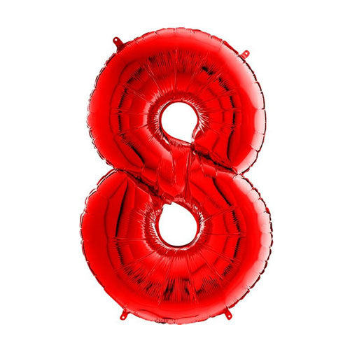 Red Number 8 Balloon - 26" Foil